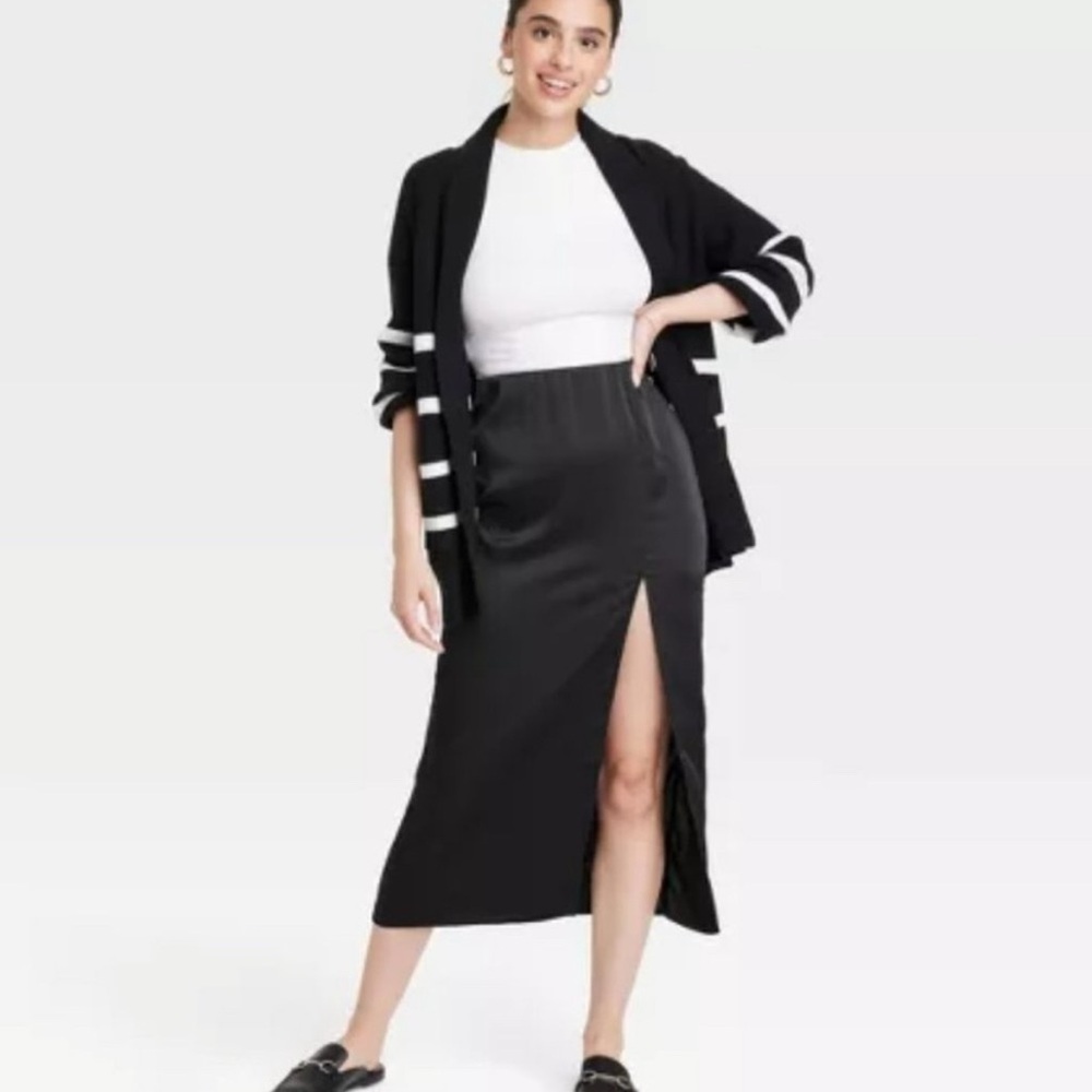 A New Day Black Maxi Pencil Skirt with Slit